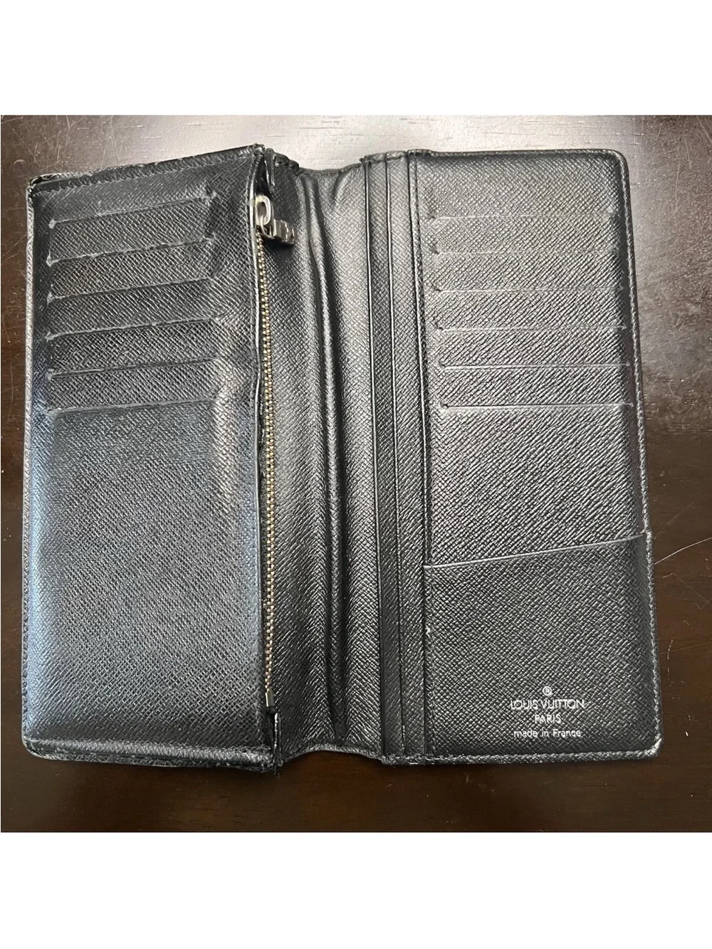 Louis Vuitton Damier Graphite Long Wallet Black Leather Authentic Entrupy COA